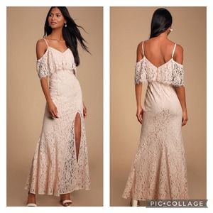 Lulu’s | Peach Caterina Lace Maxi Dress